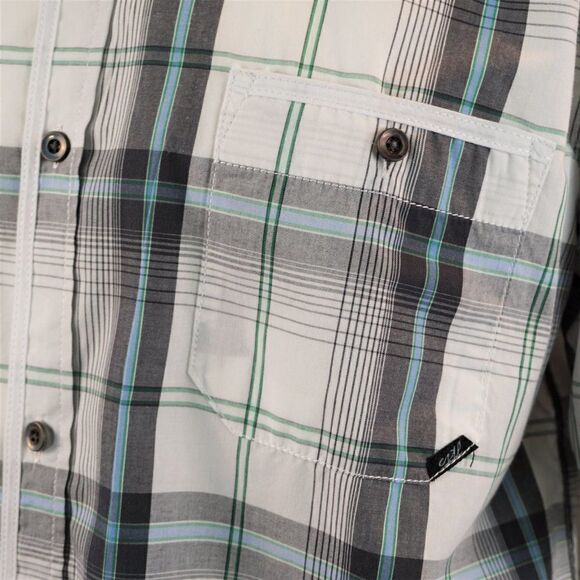 Coastal White Gray Plaid Button Up Short Sleeve Mens Shirt Size XL - Picture 6 of 12